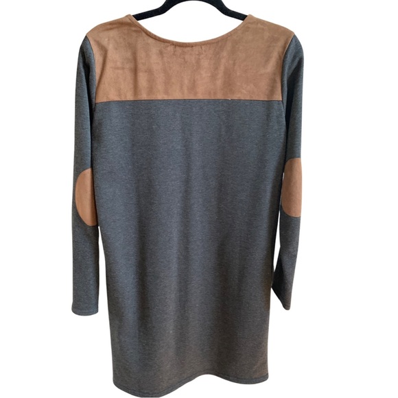 She and sky gray and brown suede dress - Picture 4 of 8